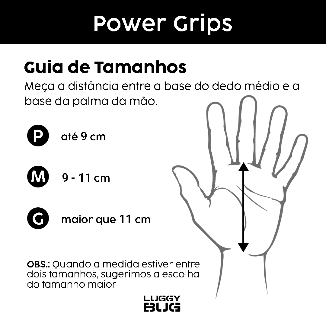 Luggy Bug Poer Grips - Guia de Tamanhos